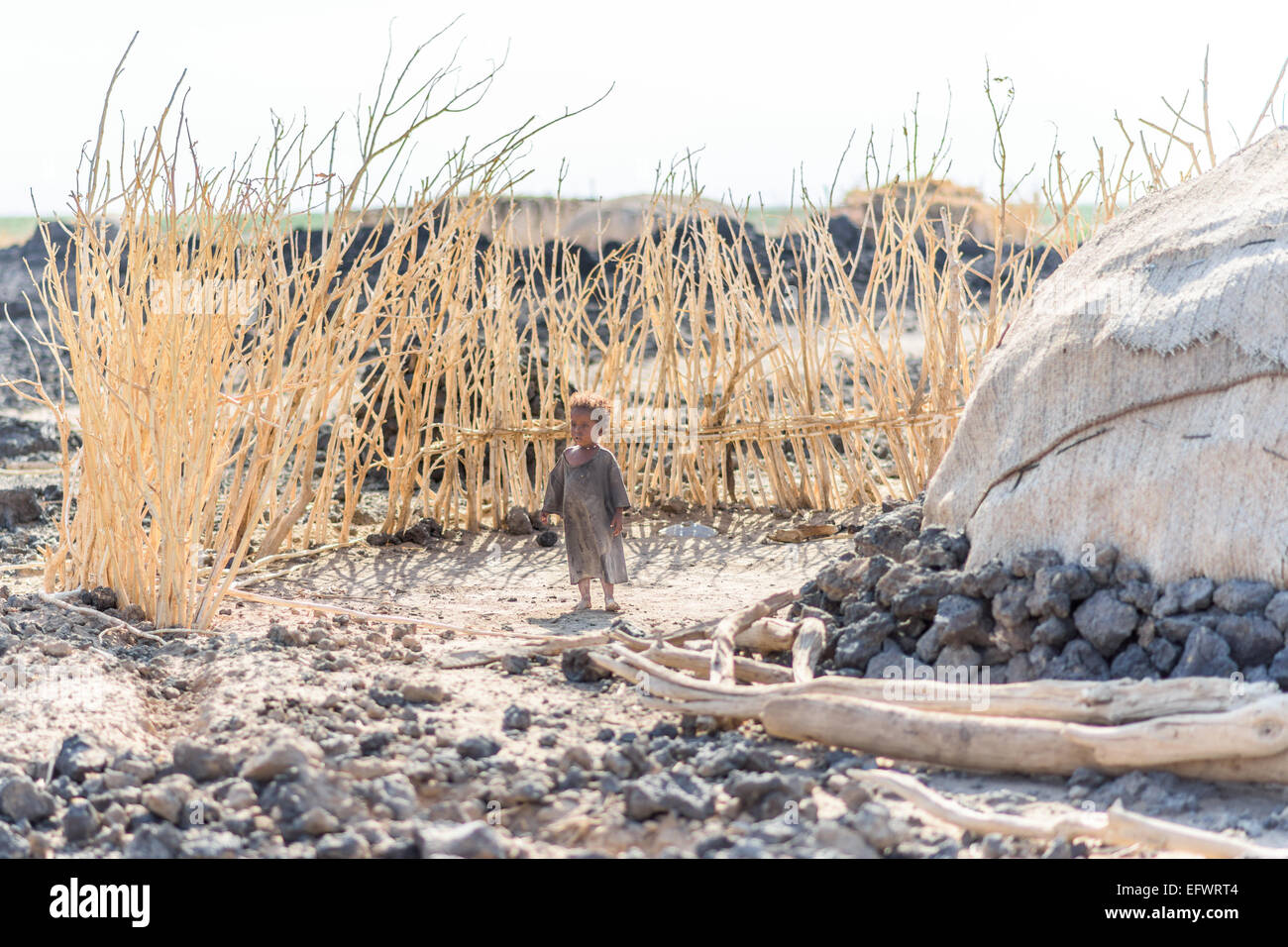 Dorf in der Danakil-Senke-Wüste in Äthiopien Stockfoto