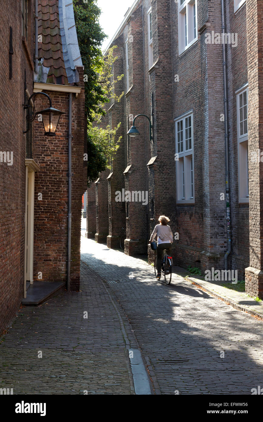 Gasse im Sommer in Delft, Holland Stockfoto