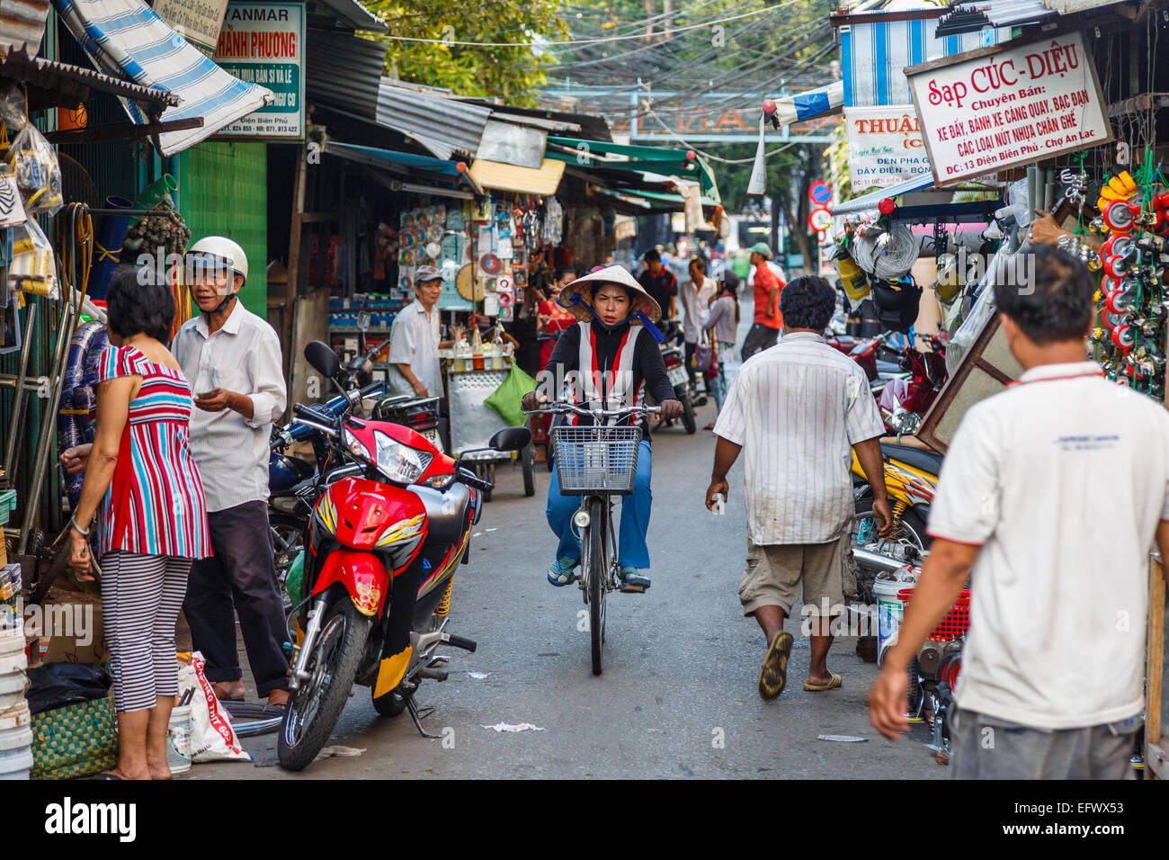 Straßenszene, Can Tho, Mekong Delta, Vietnam Stockfoto