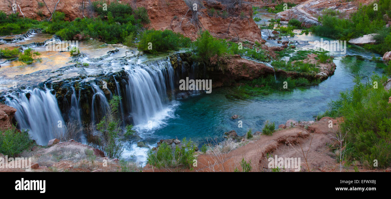 Wasserfälle entlang des Flusses, Havasupai Indian Reservation, Arizona Stockfoto