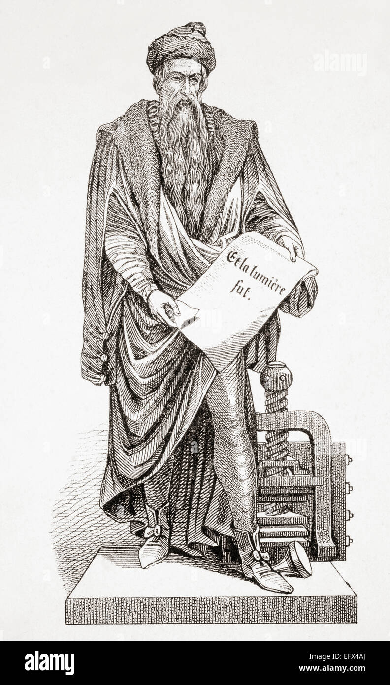 Johannes Gutenberg ca. 1398, 1468.  Er Druck nach Europa eingeführt und mechanischen beweglichen Lettern erfand. Stockfoto