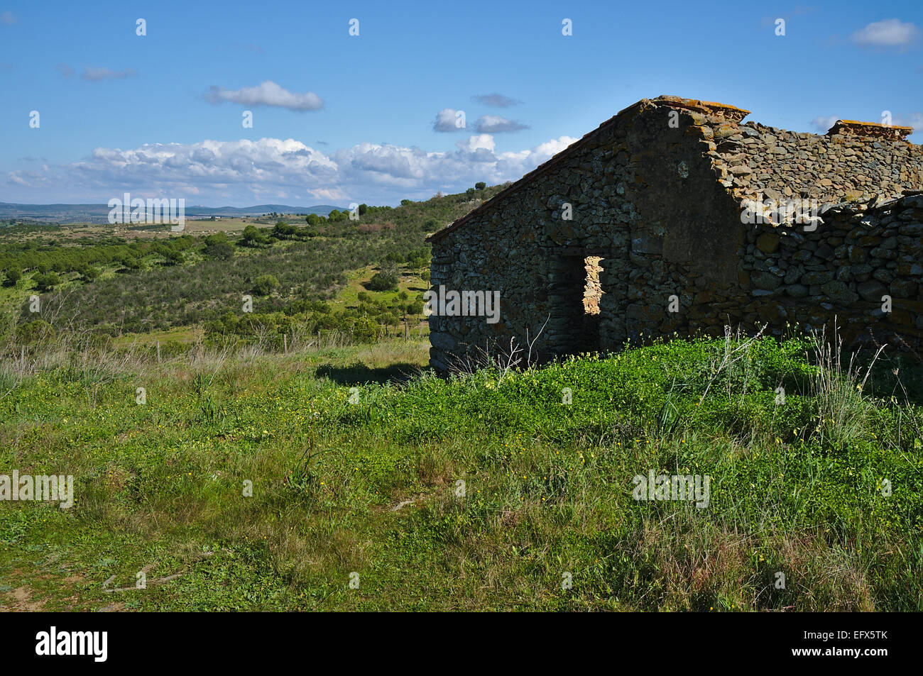 Alten Bauernhof Hütte in Schutt und Asche im Alentejo, Portugal Stockfoto