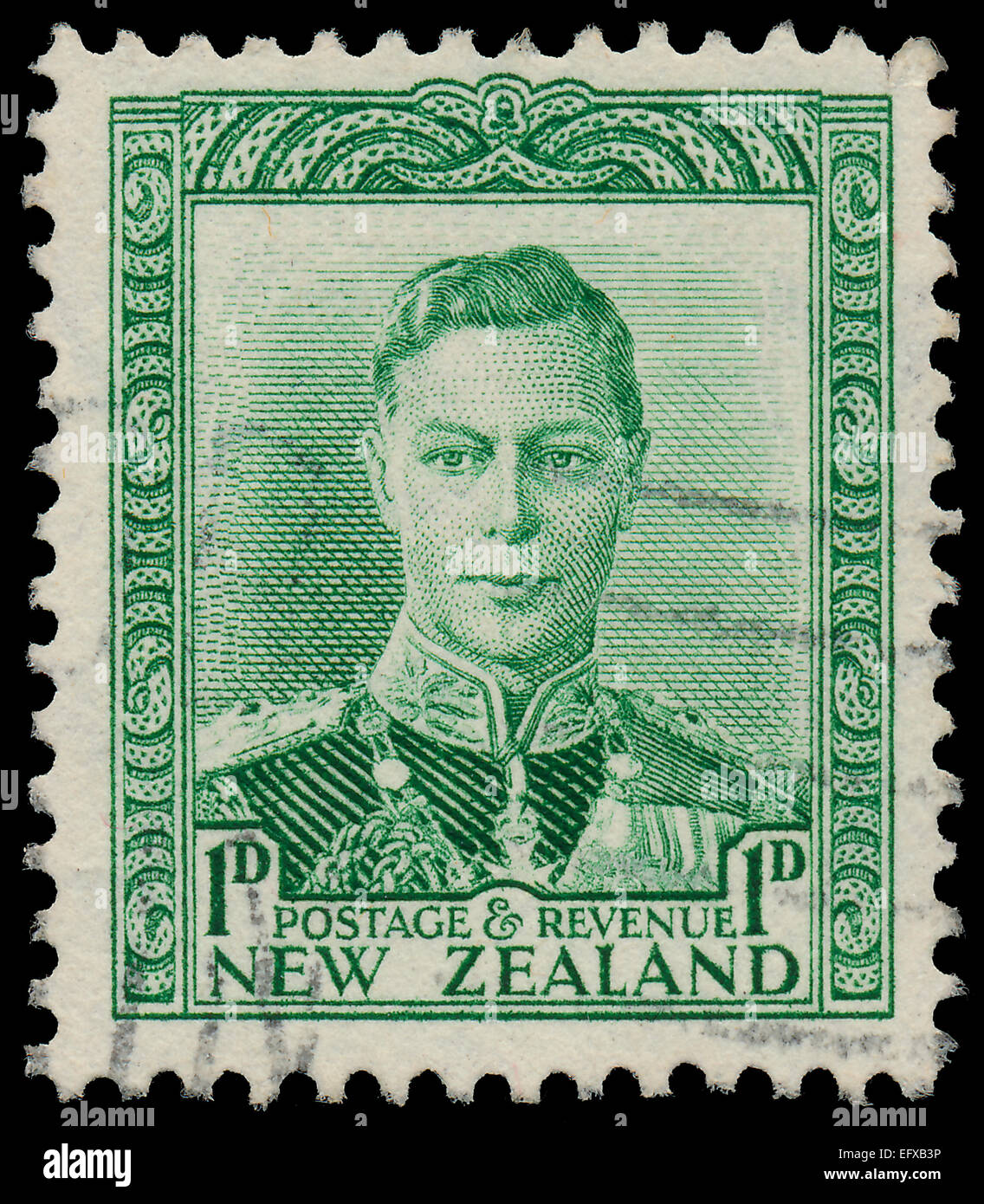 Neuseeland - ca. 1938: Eine Briefmarke gedruckt in Neuseeland, zeigt Porträt von König George VI, ca. 1938 Stockfoto
