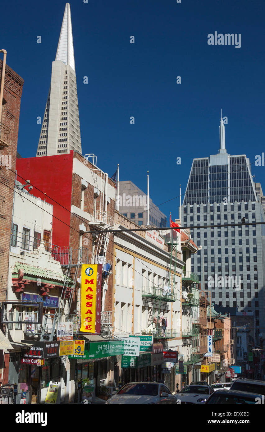 SACRAMENTO STREET CHINATOWN SAN FRANCISCO KALIFORNIEN, USA Stockfoto