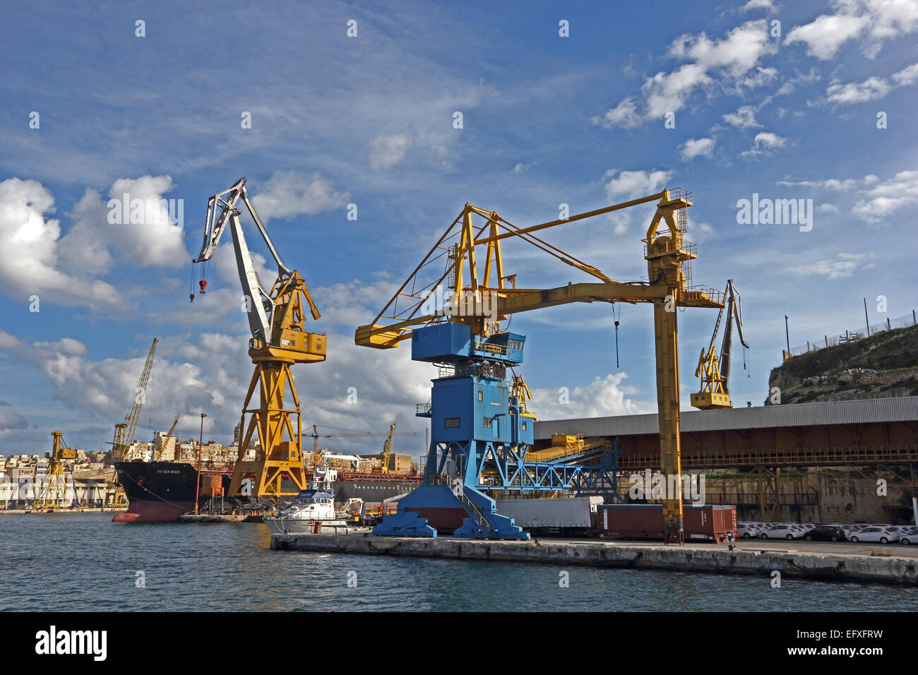 Werften und Docks, Grand Harbour, Valletta, Malta Stockfoto