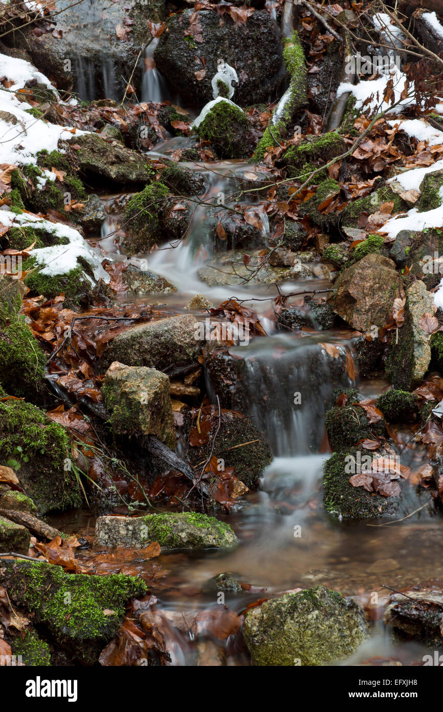 fließenden Bach, winter Stockfoto