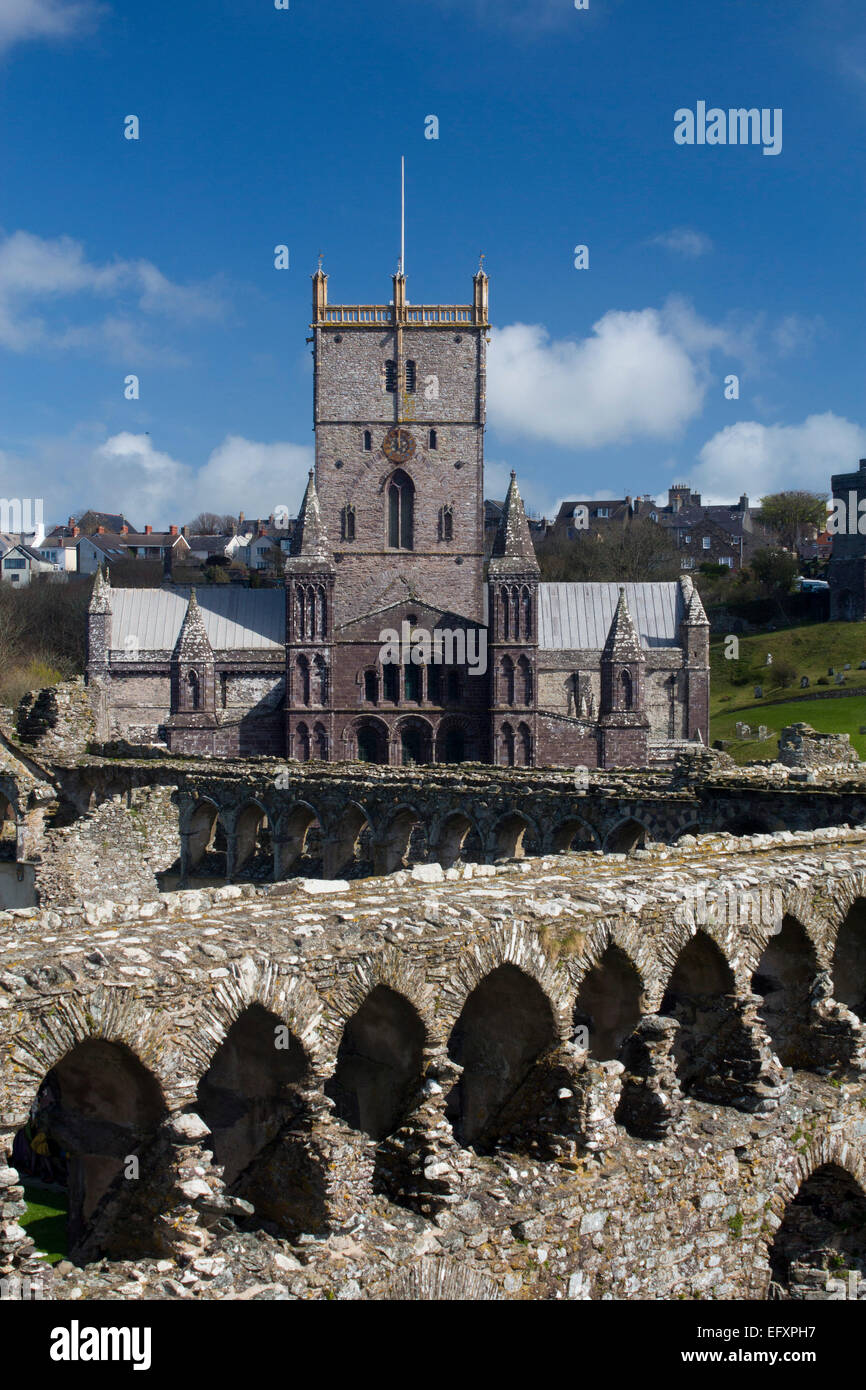 St. Davids Tyddewi Kathedrale des Bischofs Palast Pembrokeshire West Wales UK Stockfoto