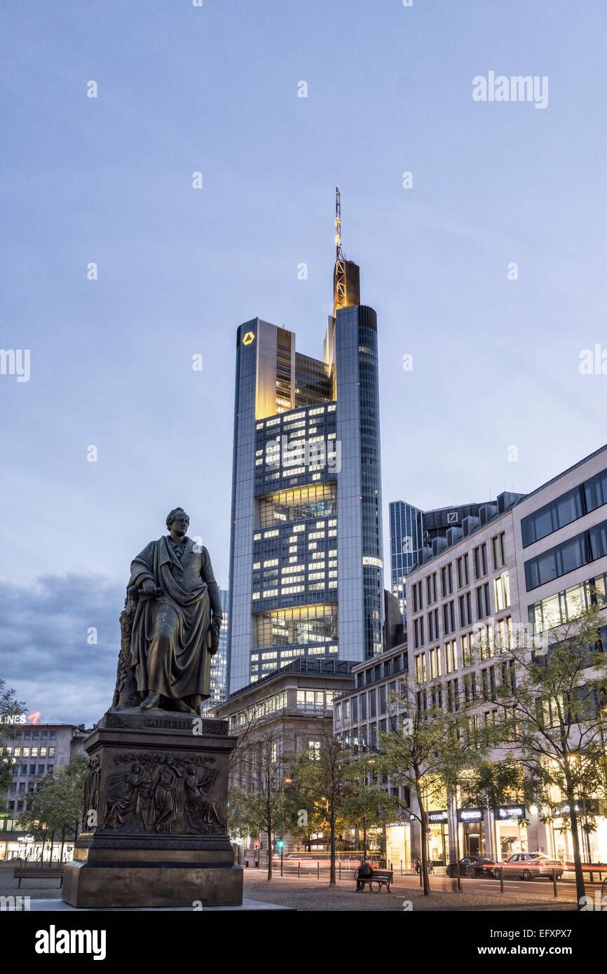 Goethe-Statue, Commerzbank, Frankfurt - Main, Deutschland Stockfoto