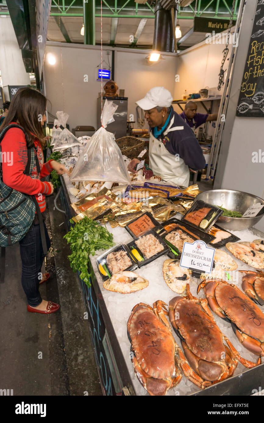 Bezirk Markt, frischer Fisch, Gourmet-Essen, London Vereinigtes Königreich, Stockfoto