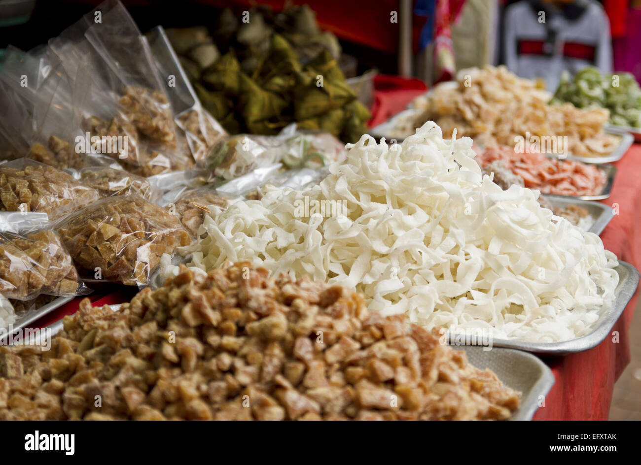 Asian Street Snacks in Chinatown in Kuala Lumpur, Malaysia. Stockfoto