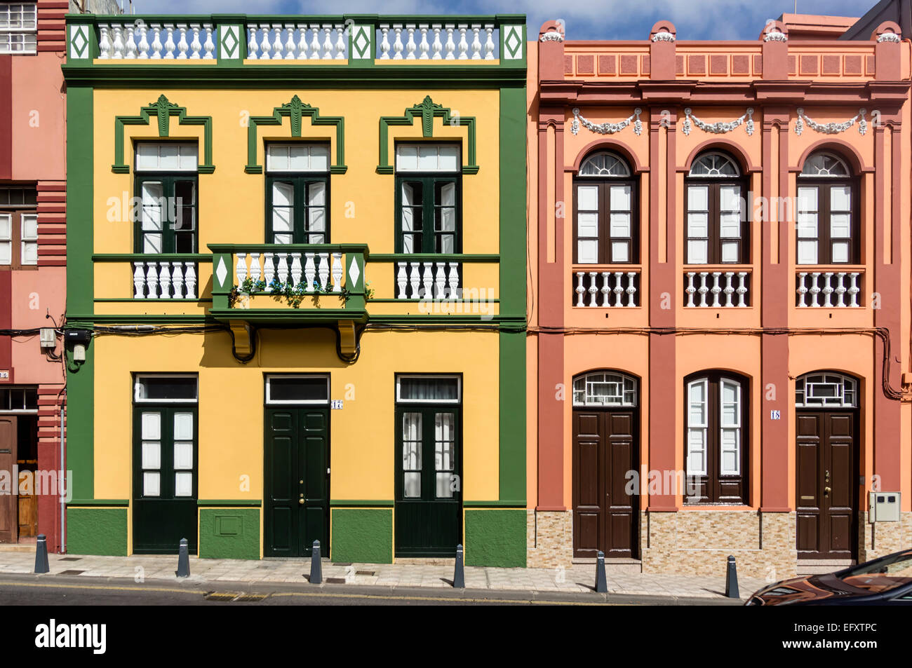 Häuser in der Straße Obispo Rey Redondo und Concepcion Platz, Kolonialstadt, La Laguna, San Cristobal von La Laguna, UNESCO Welt er Stockfoto