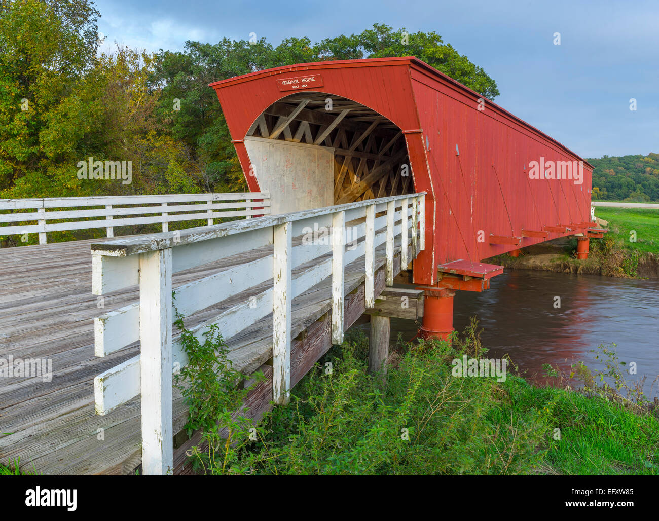Madison County, IA: Hogback überdachte Brücke (1884) auf North River Stockfoto