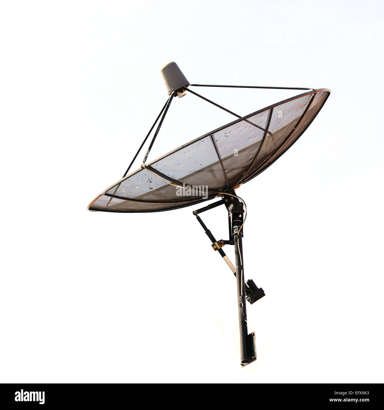 Satellitenschüssel isoliert auf weißem Hintergrund Stockfoto