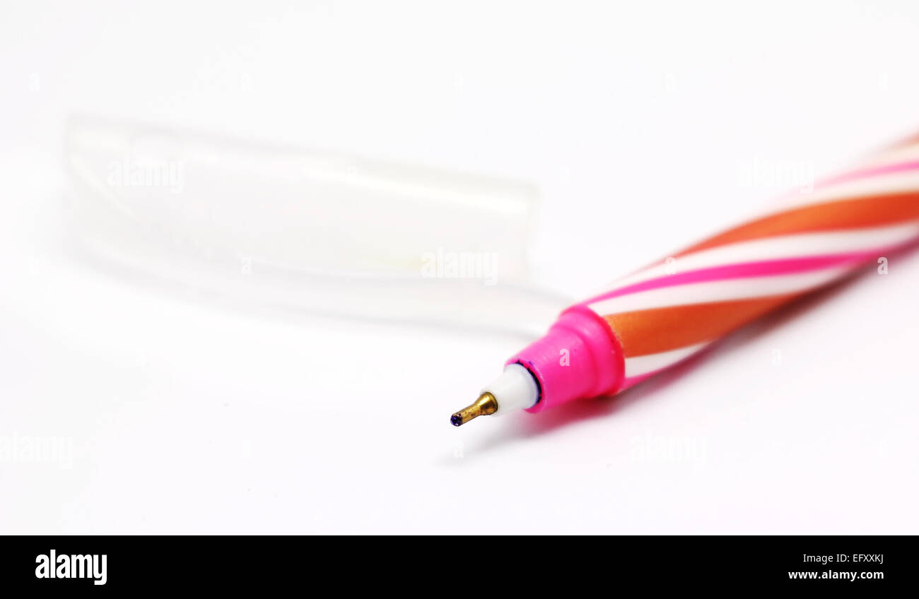 Pen, die isoliert auf weißem Hintergrund Stockfoto