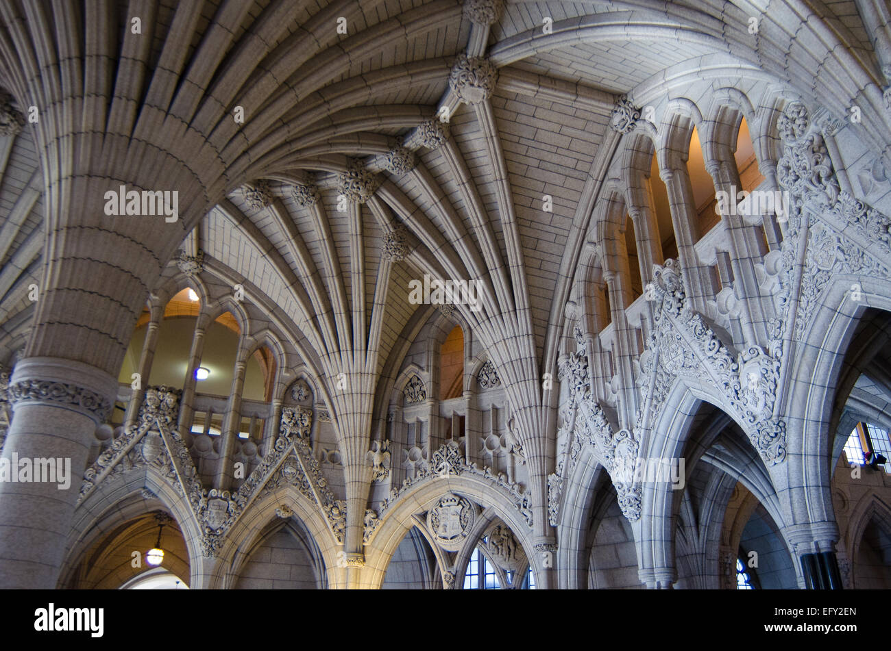 Die reich verzierten neugotischen Innenraum das Parlament von Kanada in Ottawa, Ontario. Stockfoto