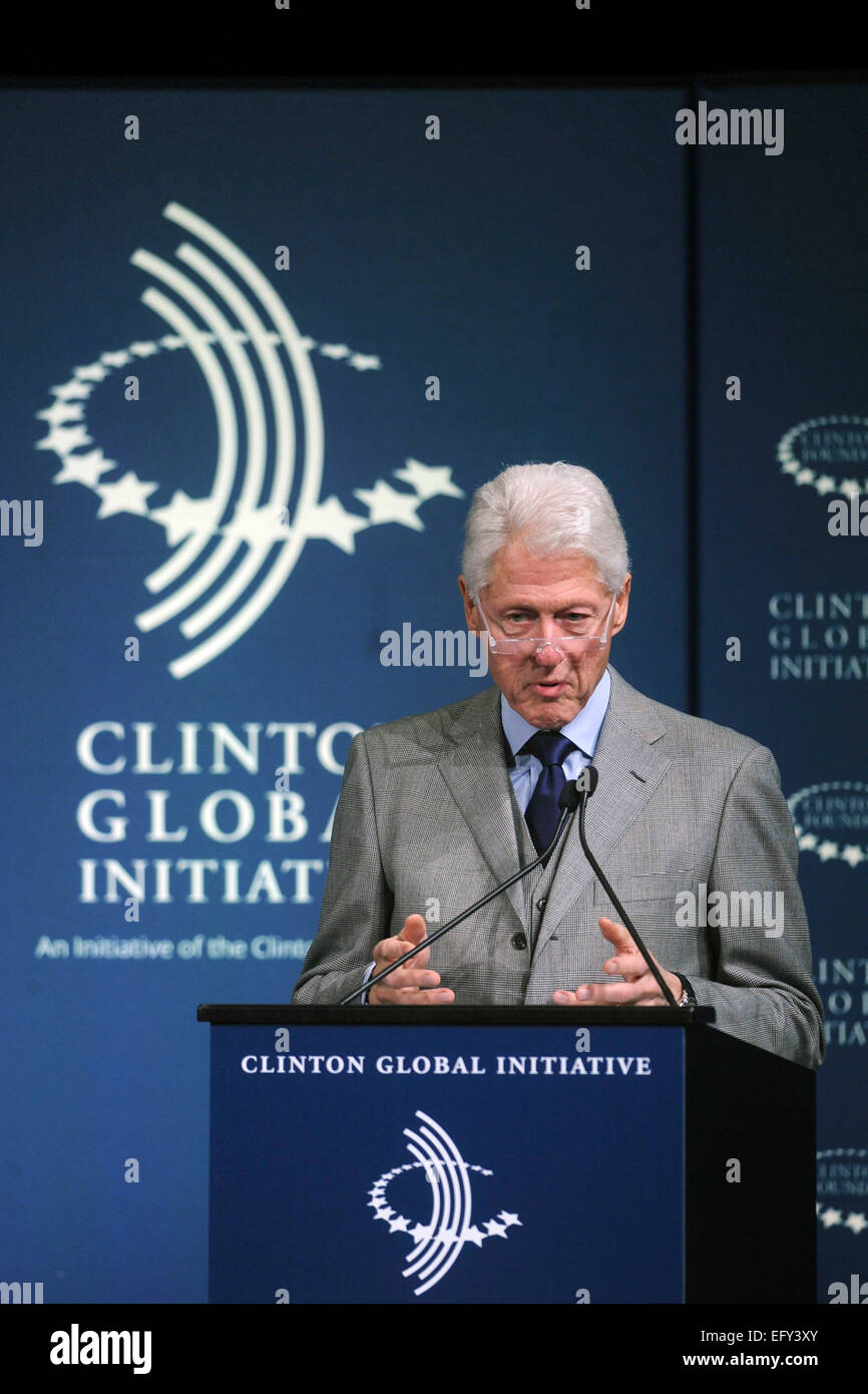 Präsident Bill Clinton host 2015-Wintermeeting im Grand Hyatt Hotel am 10. Februar in New York City, im 10. Jahr der Clinton Global Initiative (CGI). / picture Alliance Stockfoto