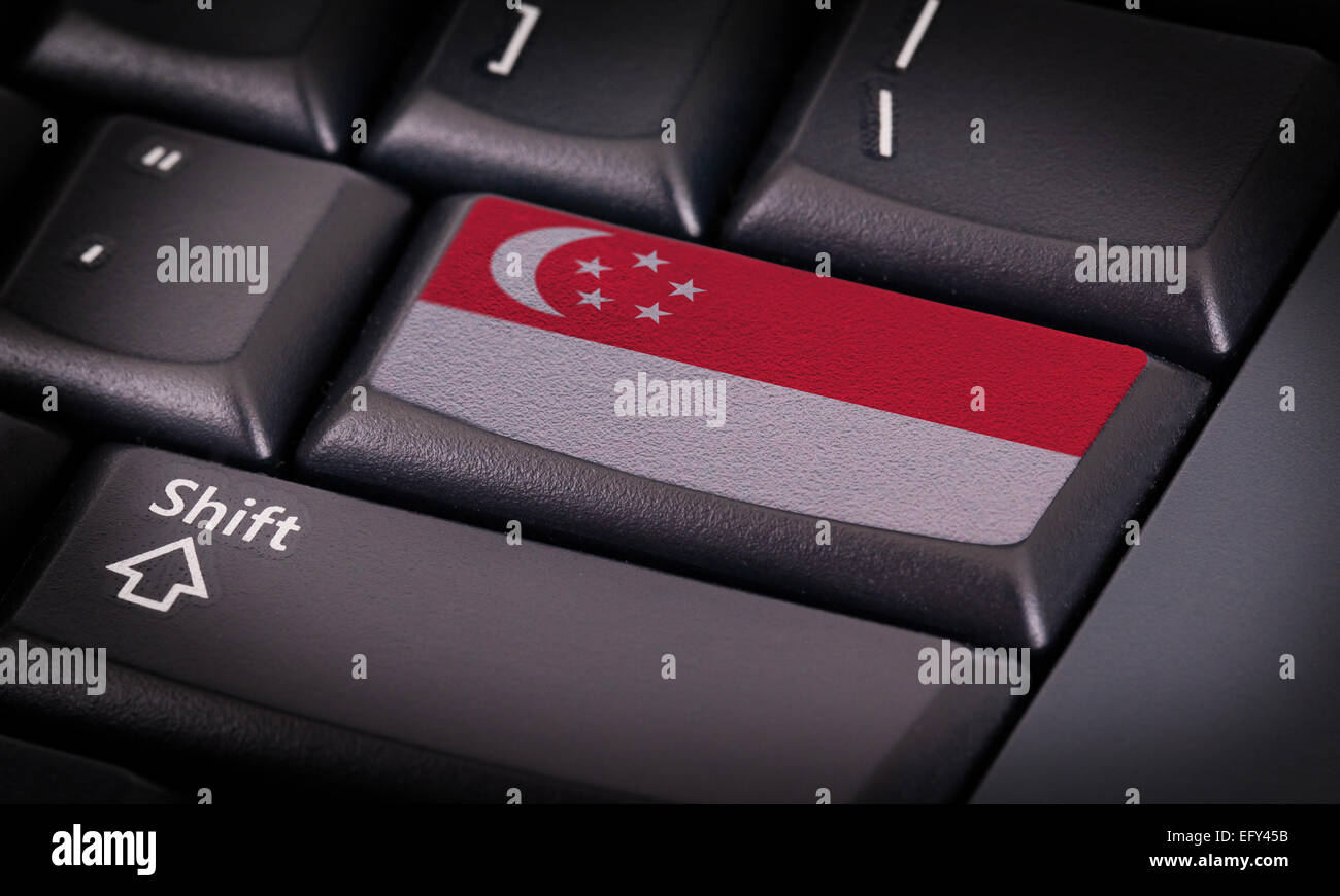 Flagge auf Schaltfläche Tastatur, Flagge von Singapur Stockfoto