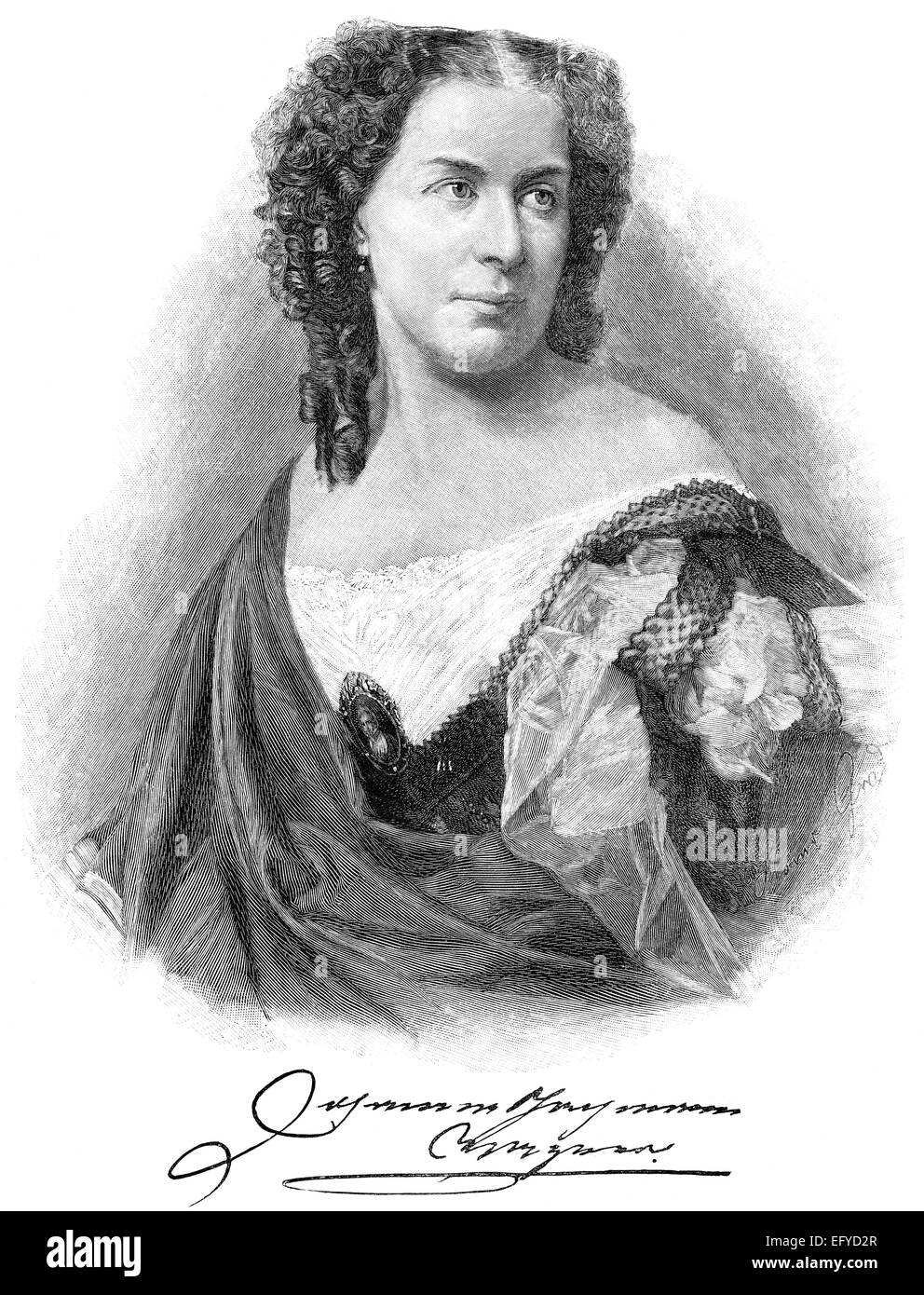 Johanna Jachmann-Wagner, 1826-1894, eine deutsche Mezzosopranistin Singer, Tragédienne in theatralischen Drama, Stockfoto