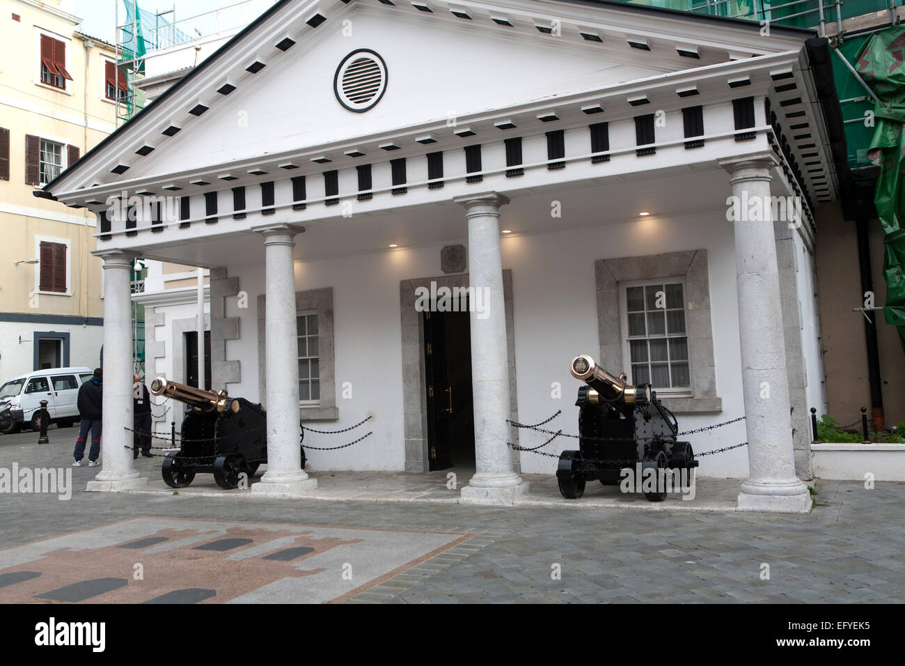Das historische Kloster Wachhaus Gebäude, Gibraltar, Britische überseegegend in Südeuropa Stockfoto