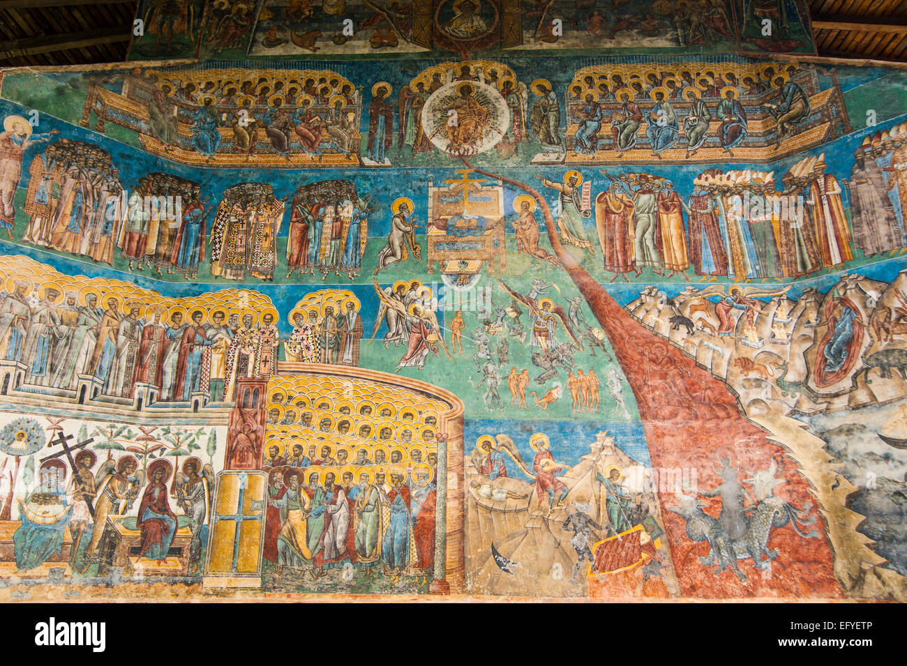 Christian Wand malen, Kloster Voronet, UNESCO-Weltkulturerbe, Bukowina, Rumänien Stockfoto