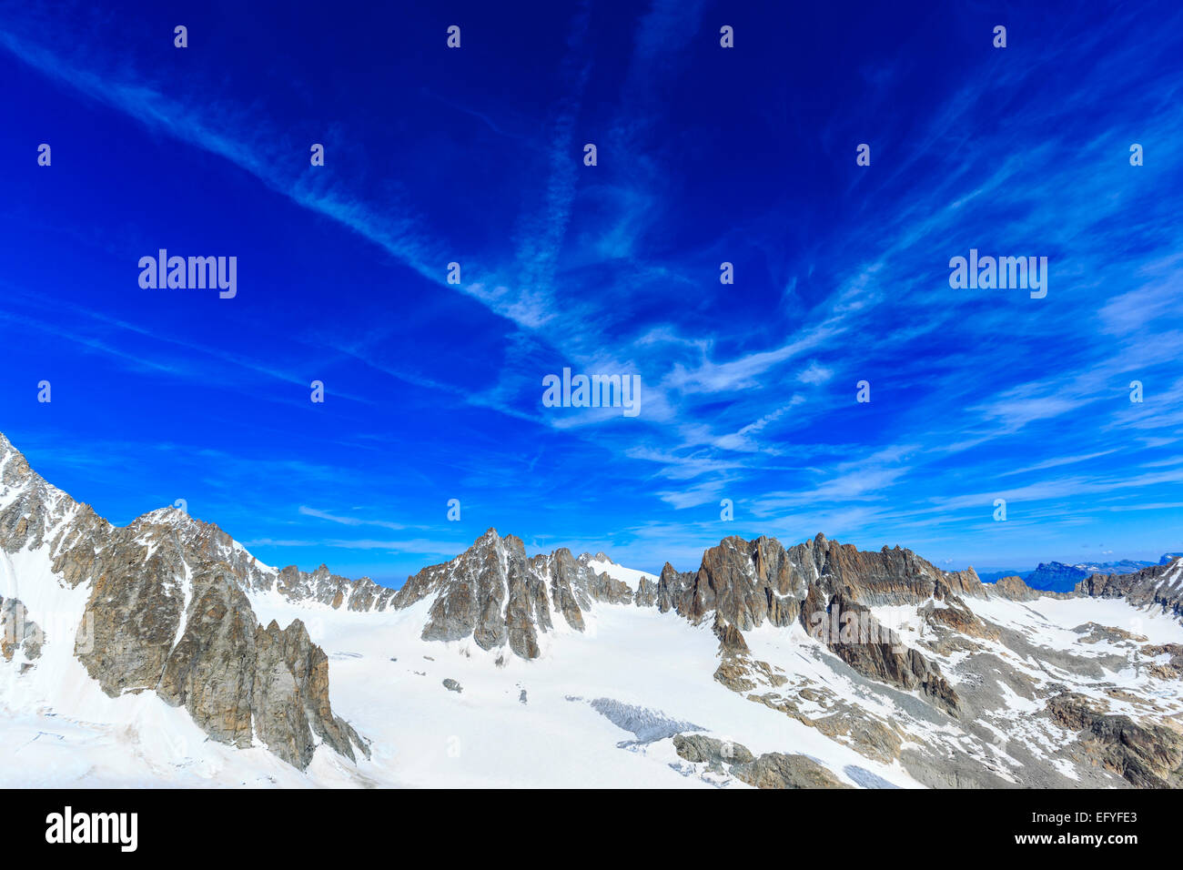 Blick von der Grande Lui auf Grande Fourche und Aiguilee Dorées Montblanc-massiv, Alpen, Kanton Wallis, Schweiz Stockfoto