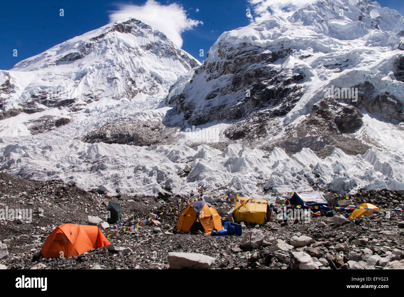 Expediition Zelte im Everest Base Camp Stockfoto
