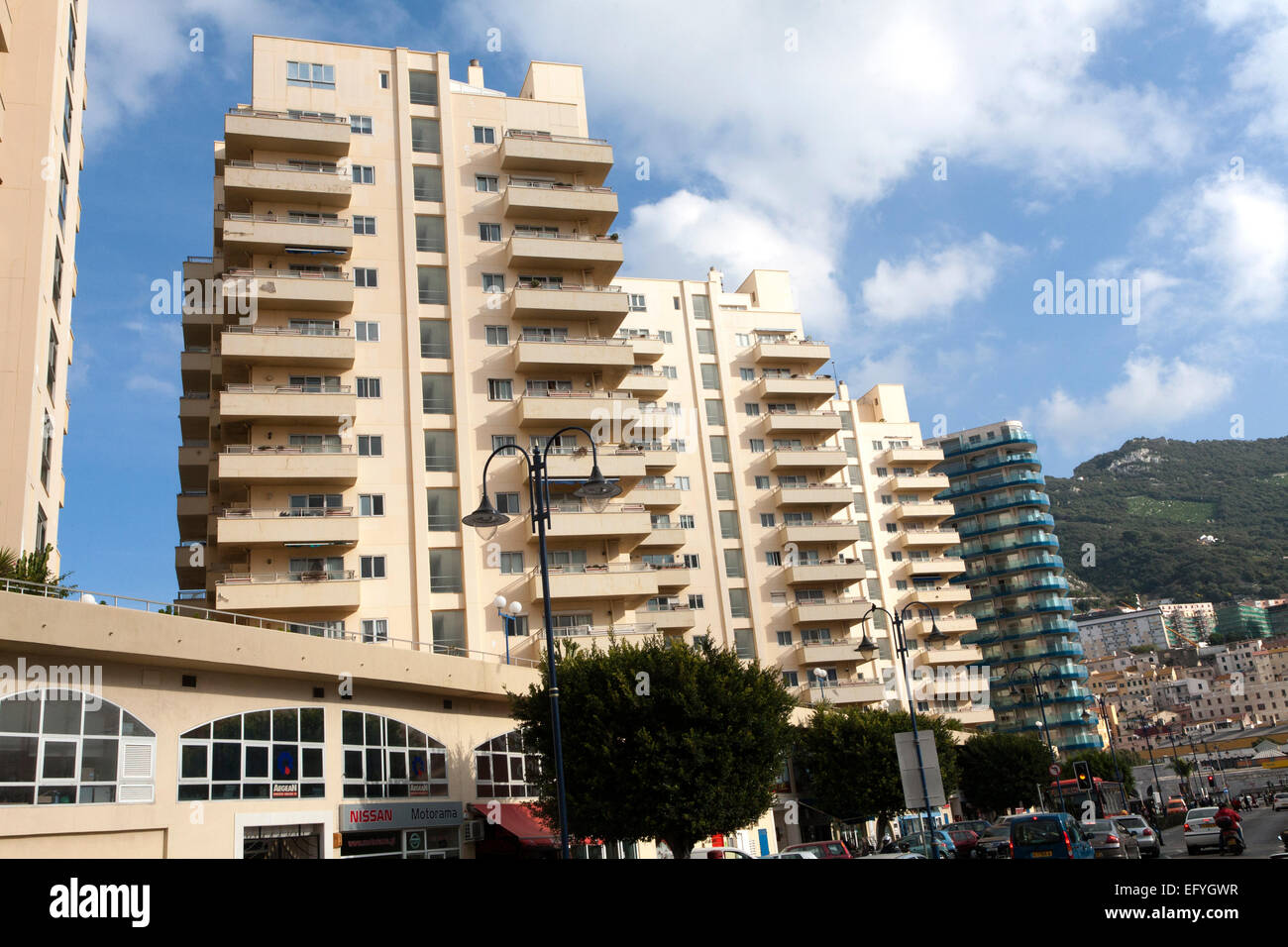 Hochhaus Wohnblock wohnen in Gibraltar, Britische überseegegend in Südeuropa Stockfoto