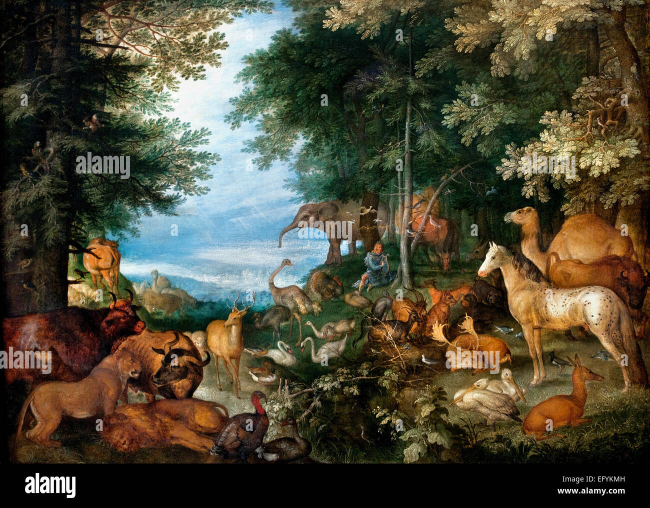 Charmante Orpheus die Tiere mit seiner Musik 1610 Roelant Savery 1578-1639 flämischen Belgien Belgien (Orpheus war eine legendäre Musiker, Dichter und Prophet in der alten griechischen Religion und Mythos) Stockfoto