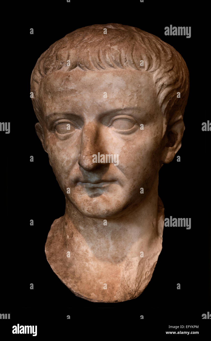 Kaiser Tiberius 14-37 n. Chr. (Tiberius Caesar Divi Augusti Filius Augustus) römisch germanischen Museum Köln Stockfoto