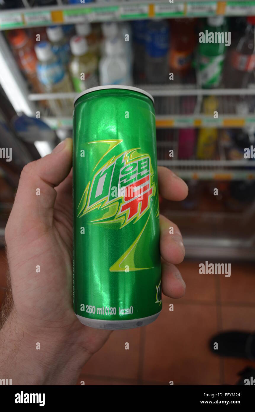 Ein Mountain Dew können in Südkorea Stockfoto