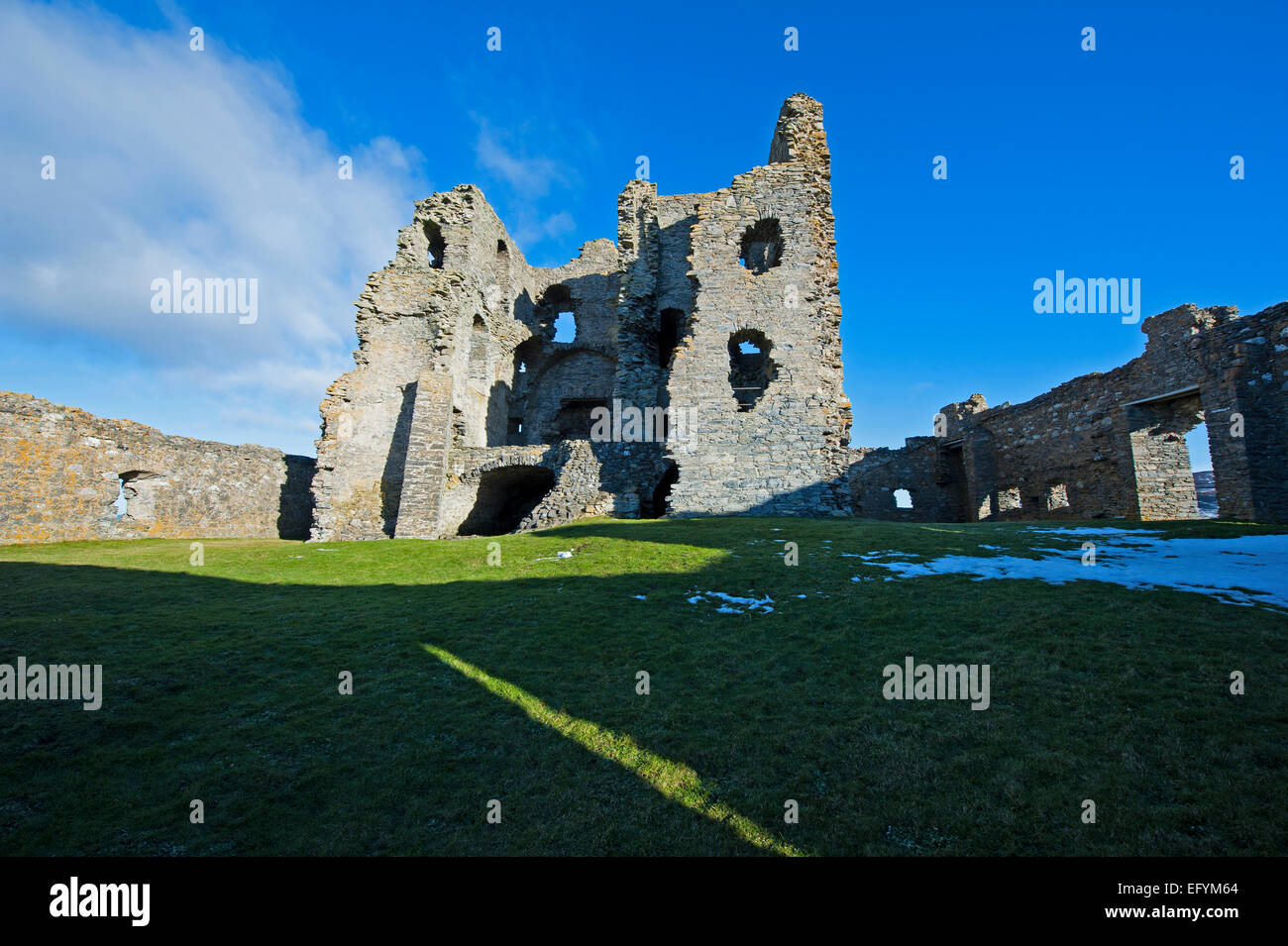 Der innere Kern von Auchindoun Burg in der Nähe von Dufftown in Morayshire, Schottland.  SCO 9562. Stockfoto