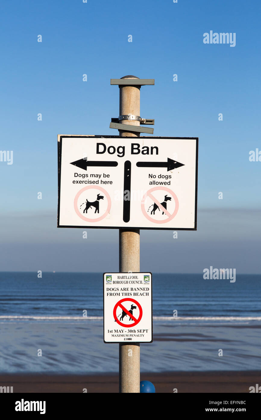 Hund Verbot Schild am Seaton Carew Stockfoto