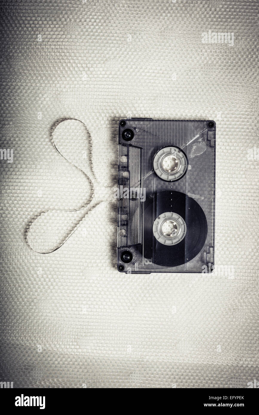 Draufsicht der Vintage transparent Kassette Stockfoto