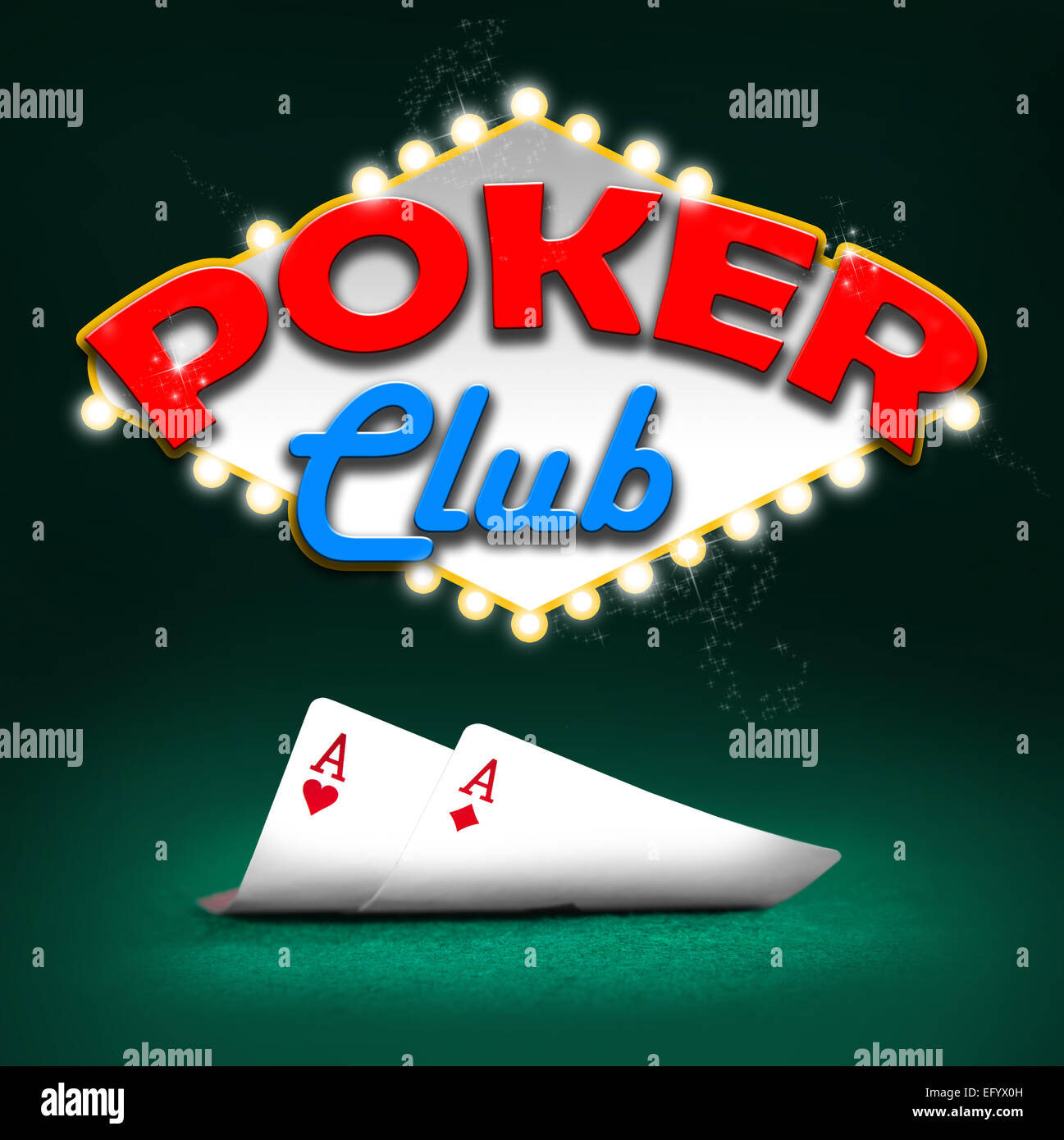 Poker-Club, Glücksspiel Hintergrundfarbe Stockfoto