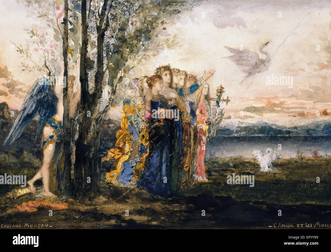 Gustave Moreau L'Amour et Les Muses Stockfoto