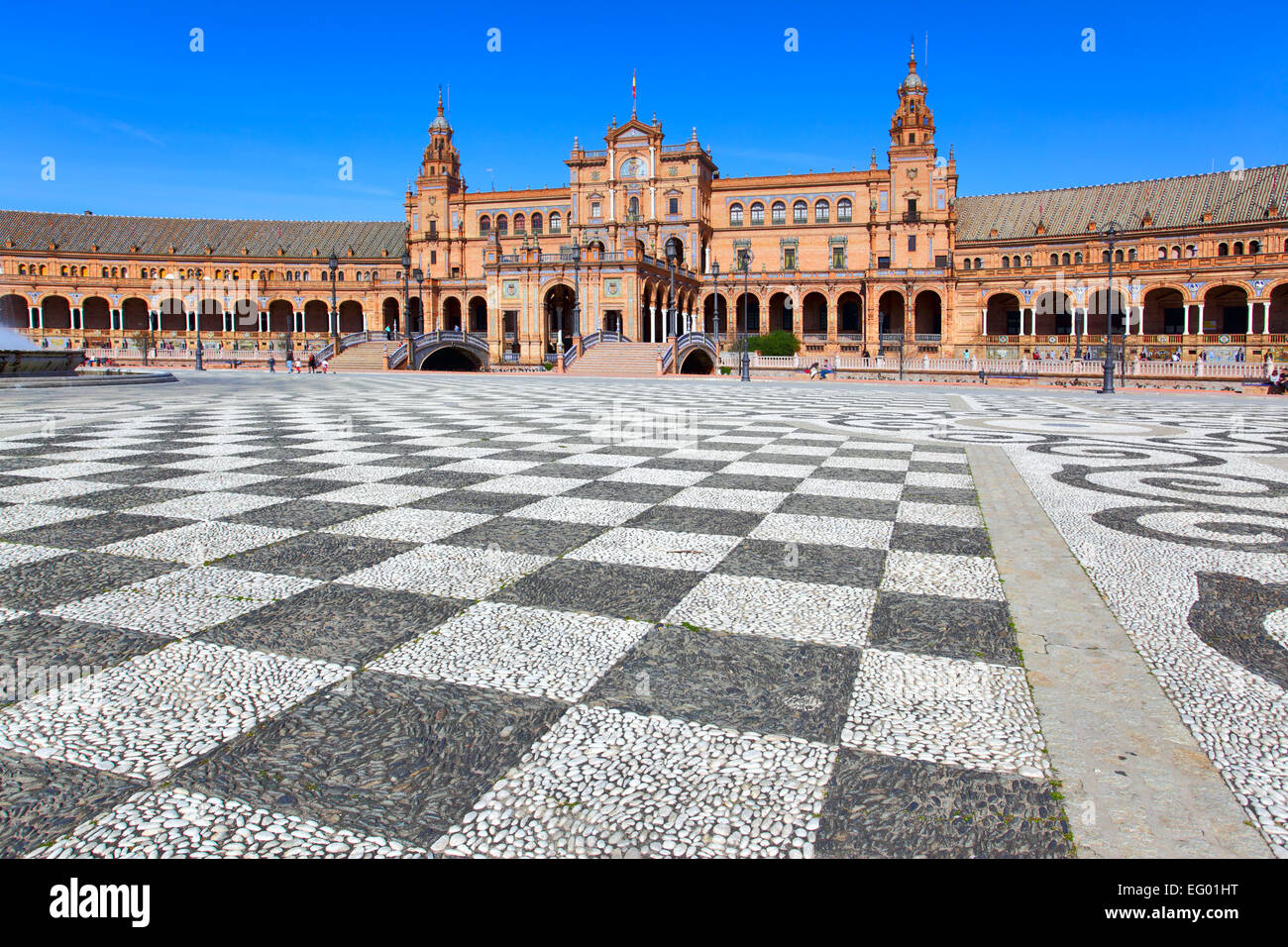 Platz von Spanien (Plaza de Espana) in Sevilla Stockfoto