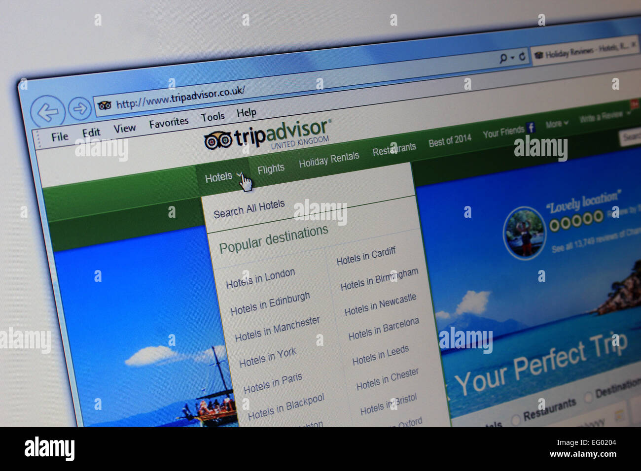 TripAdvisor Webseite Stockfoto