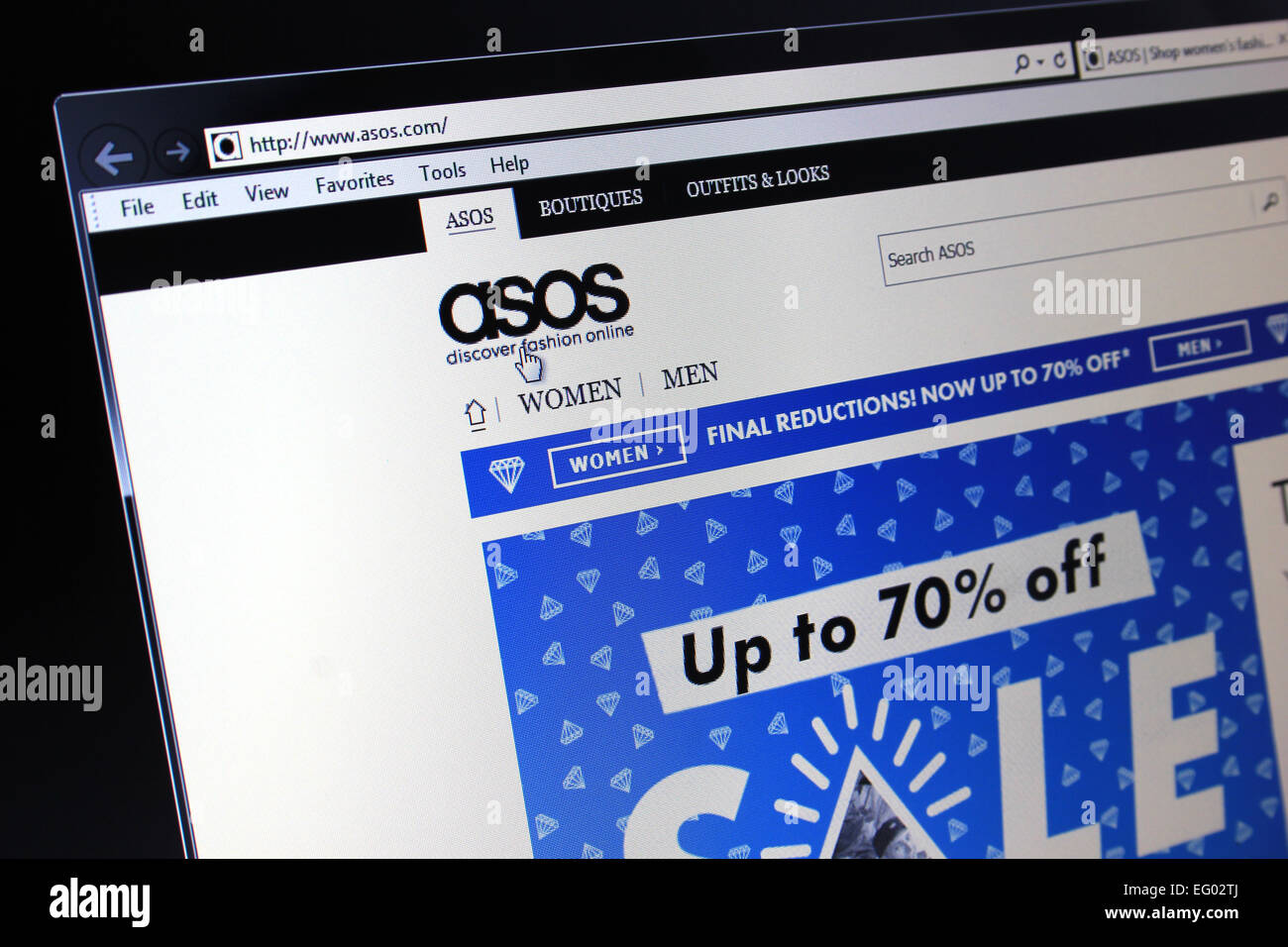 ASOS-Webseite Stockfoto