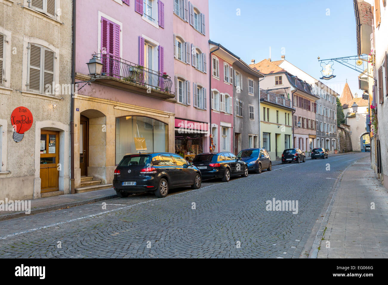 Porrentruy, alte Stadt, Canton du Jura, Schweiz. Stockfoto