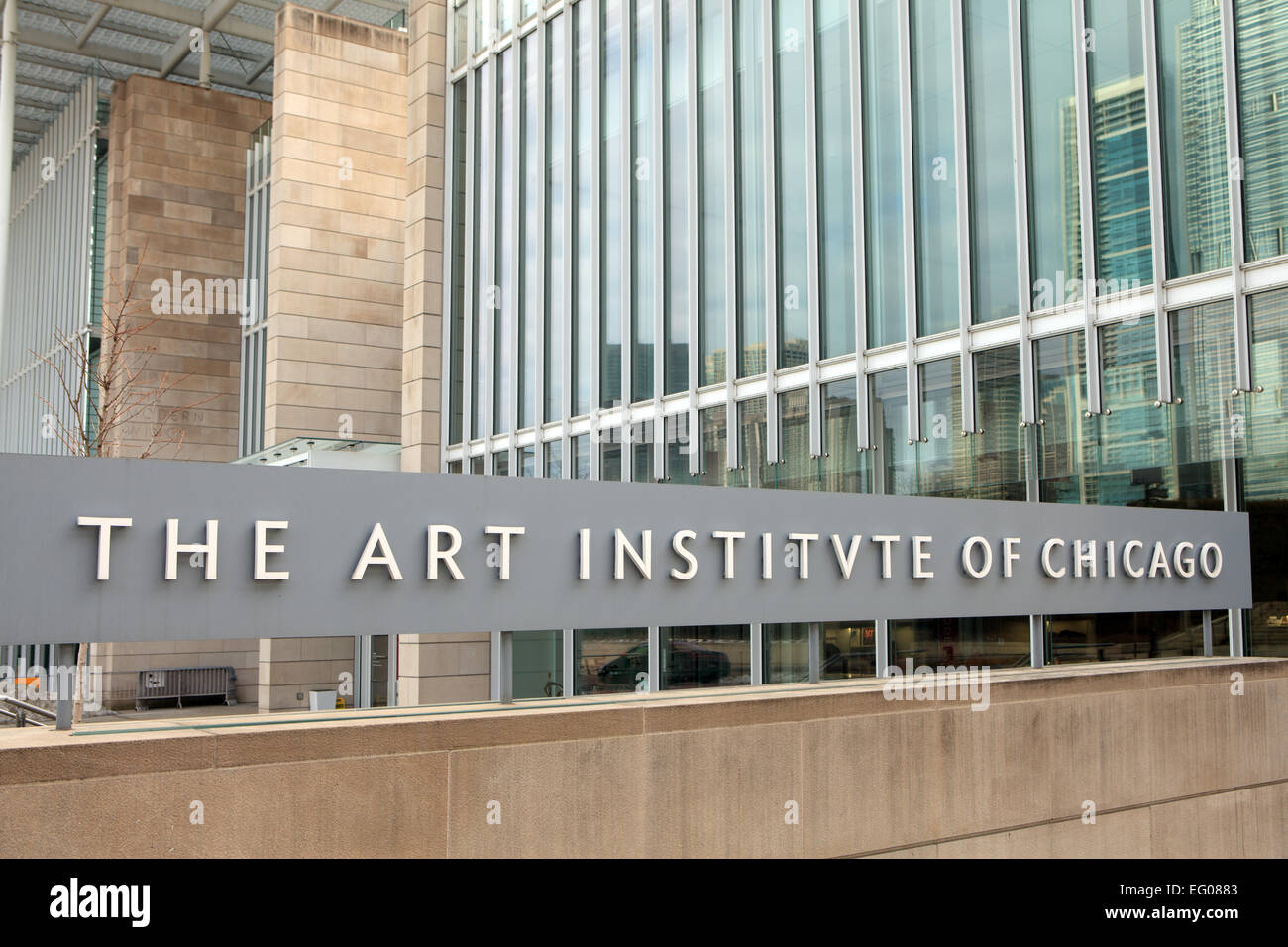 Flügel des Art Institute of Chicago Museum für moderne Kunst befindet sich in Chicagos Grant Park. Stockfoto