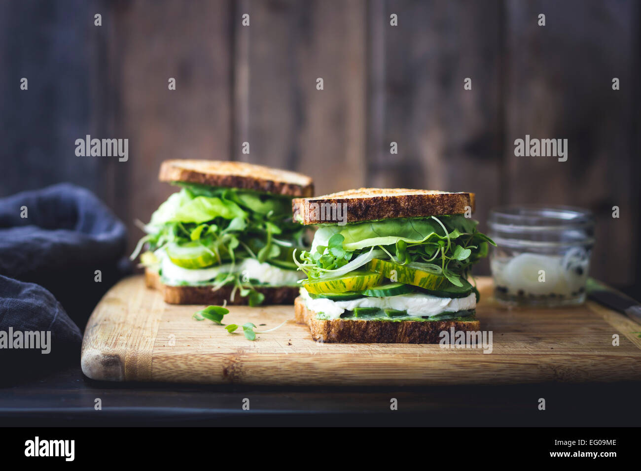 Grüner Salat-sandwich Stockfoto