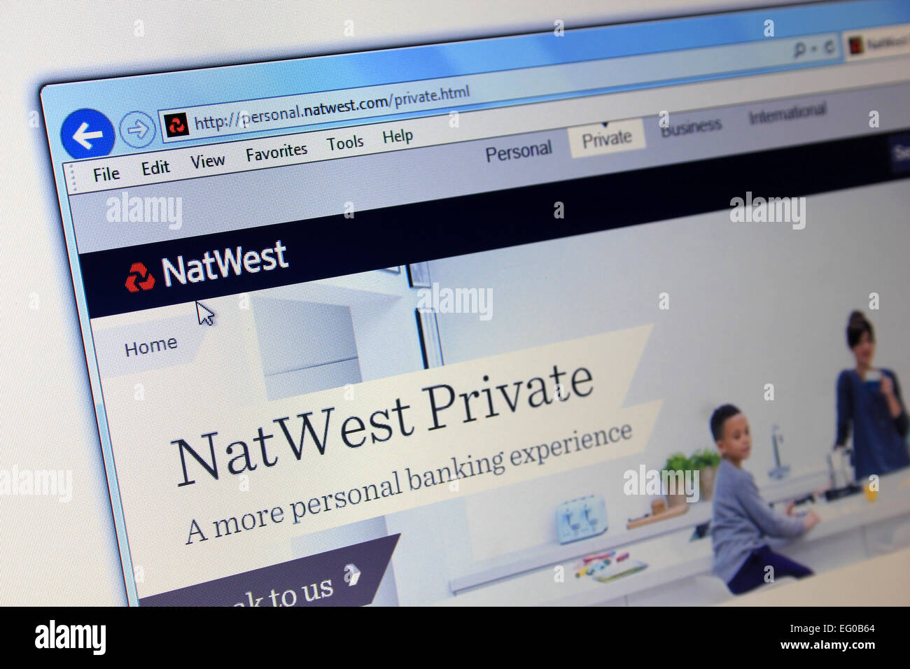 NatWest Webseite Stockfoto