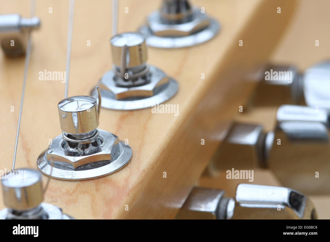 E-Gitarre Saiteninstrument Nahaufnahme Makroaufnahme Stockfoto