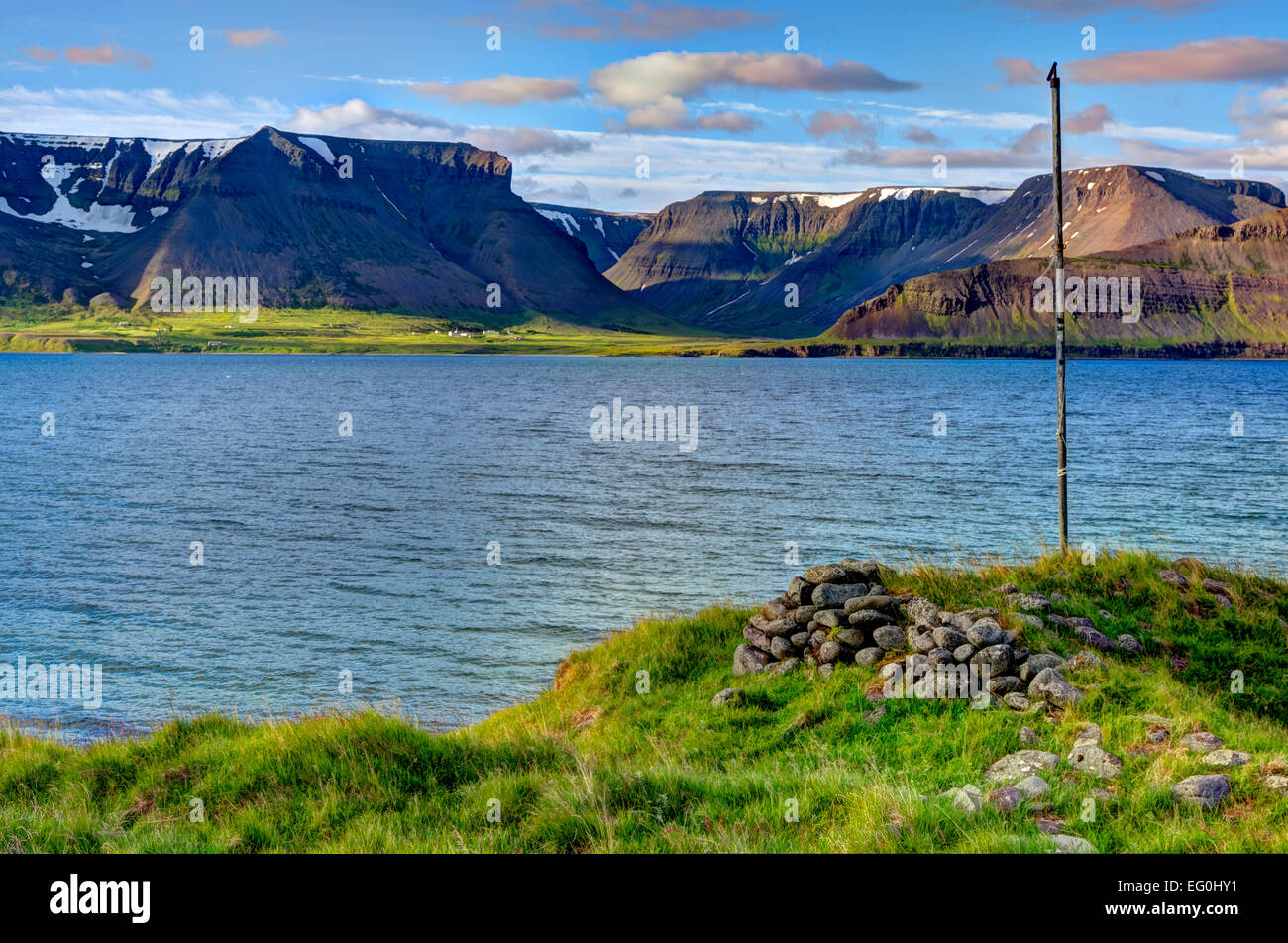 Islands Westfjorde, Blick auf Dyrafjordur Stockfoto