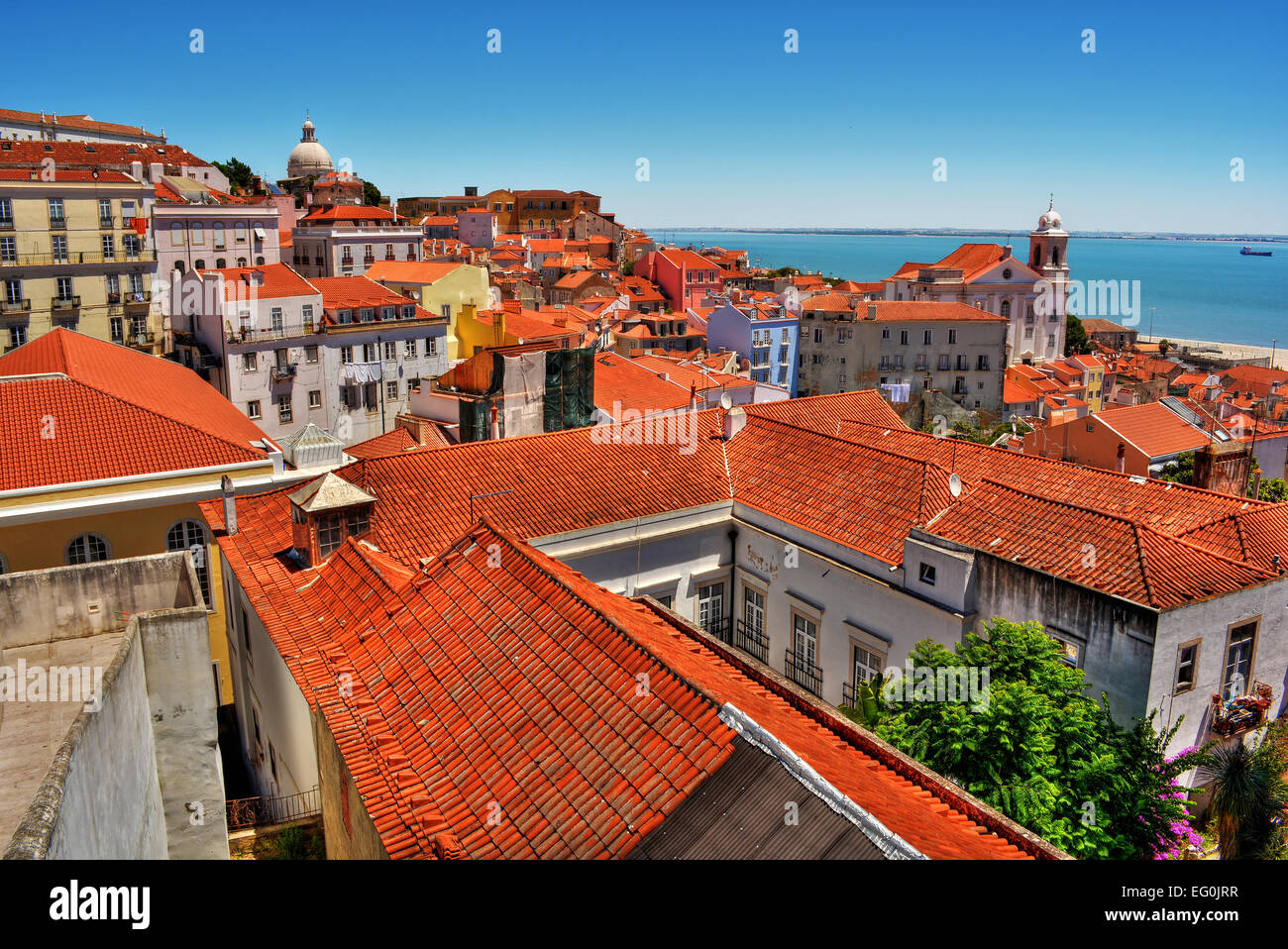 Portugal, Lissabon, High Angle Blick auf Altstadt Stockfoto