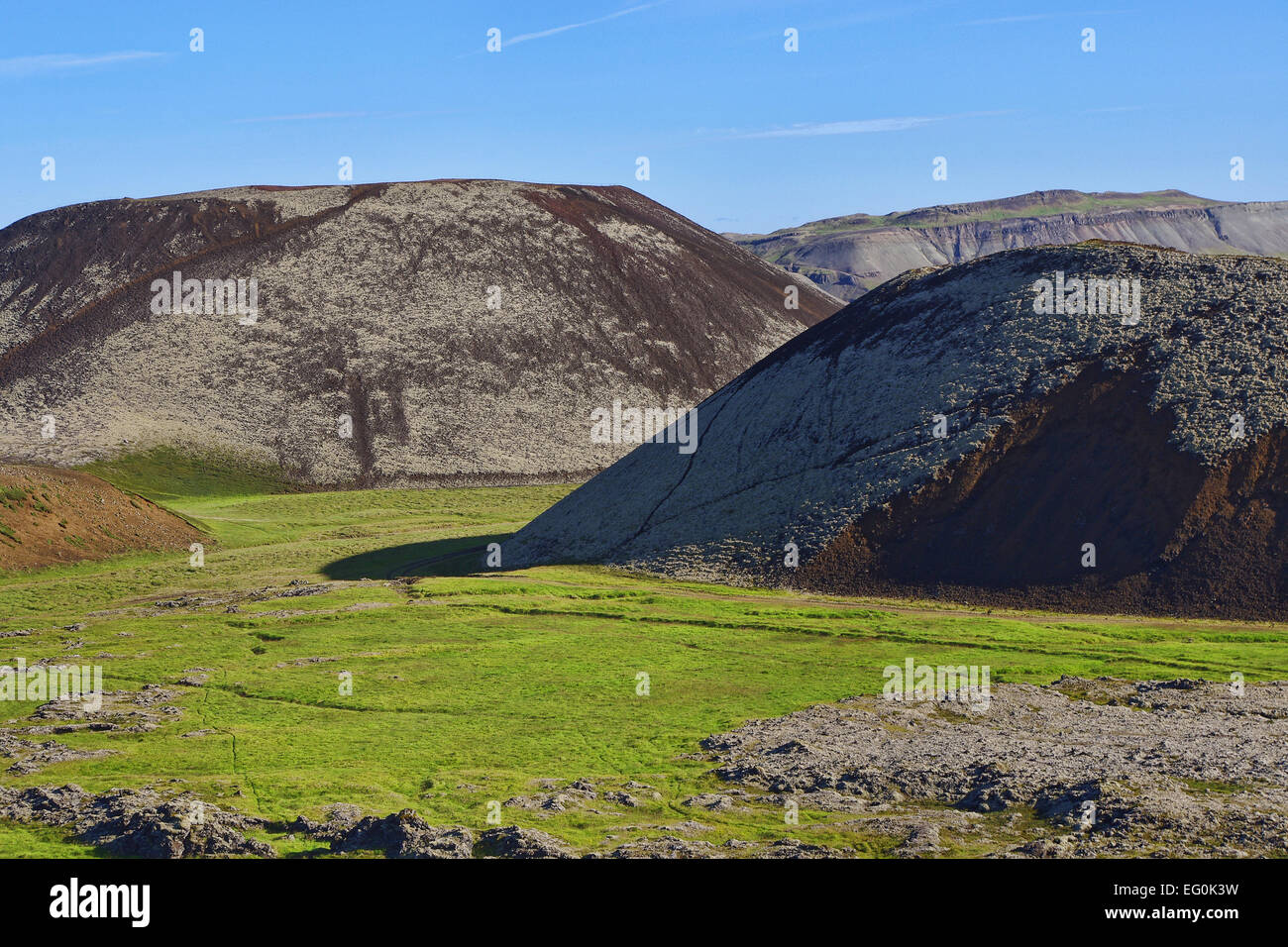 Island, Borgarfjörður, Twin Vulkane Stockfoto