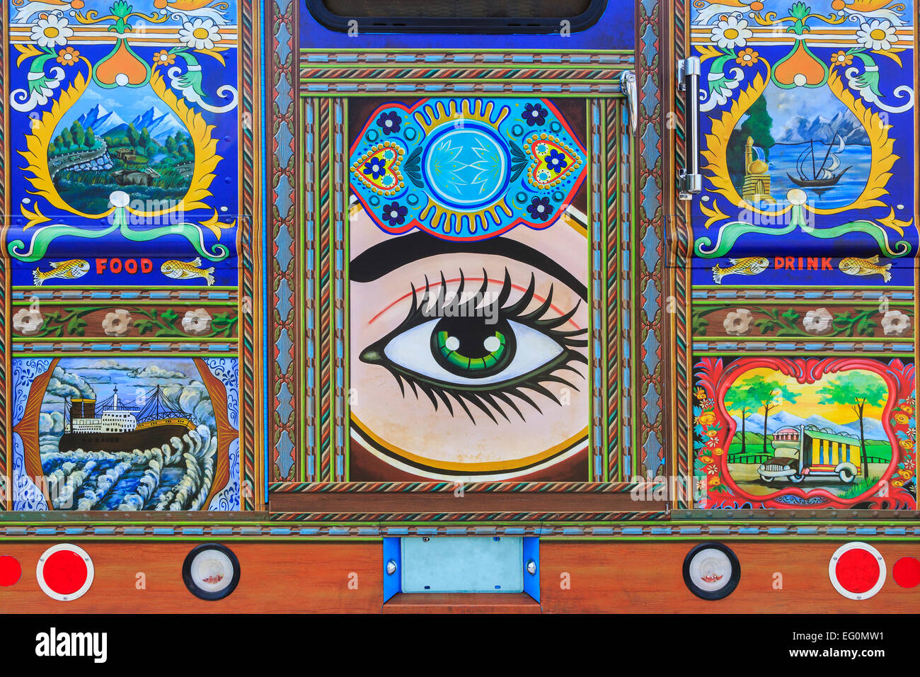 Bemalung auf die Rückwände von einem motor van, Amerika Stockfoto