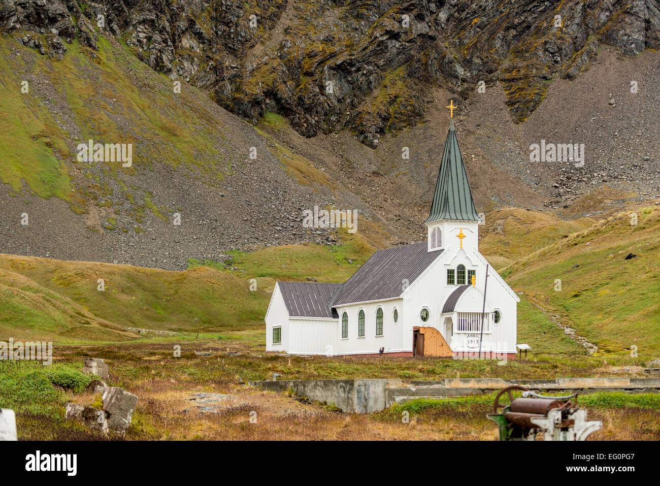 Kirche in Grytviken Walfang-Station, Südgeorgien, Antarktis Stockfoto