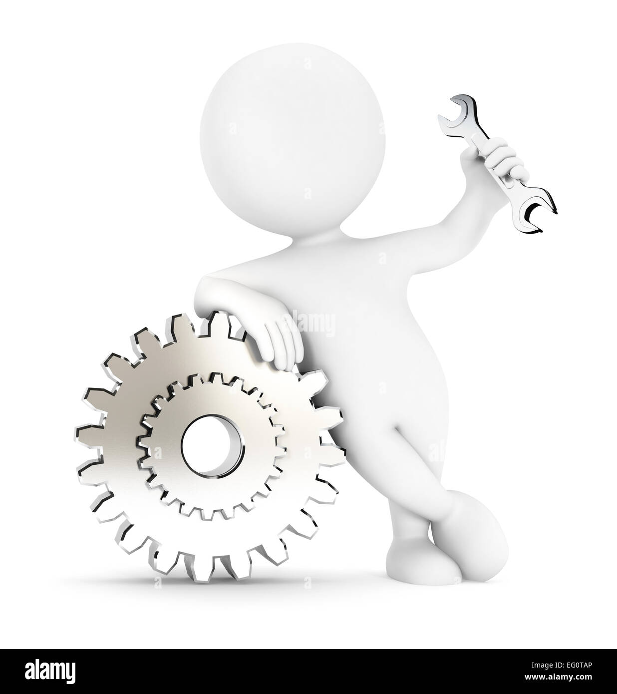 3D weiße Leute Gang, isoliert, weißer Hintergrund, 3d Bild Stockfoto