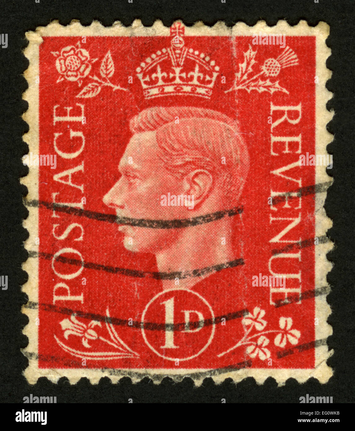 Briefmarke gedruckt in England, König des Vereinigten Königreichs und der Besitzungen des britischen Commonwealth, George VI zeigt Stockfoto